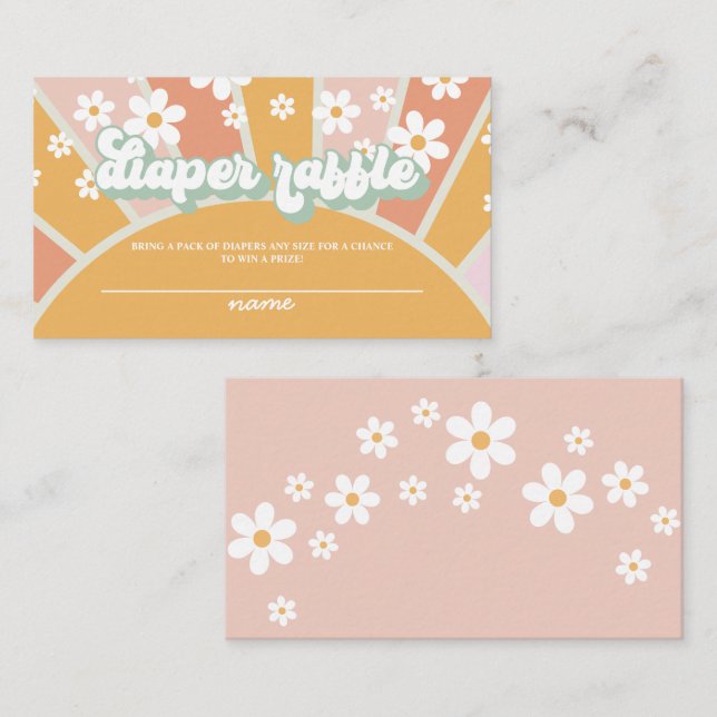 Groovy Baby Retro Baby Shower Diaper raffle Enclosure Card (Front/Back)