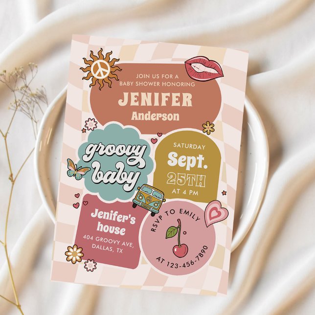 Groovy Baby Retro Daisy Baby Shower Invitation (Creator Uploaded)