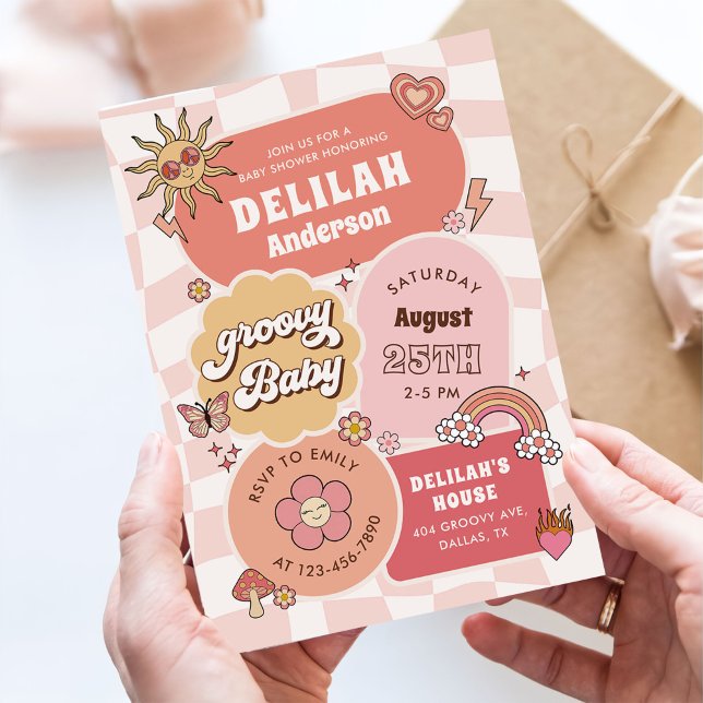Groovy Baby Retro Daisy Baby Shower Invitation (Creator Uploaded)