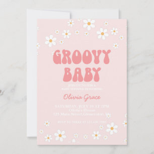 Groovy Baby Retro daisy boho floral Invitation