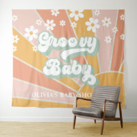 Groovy Baby Retro Sunshine Daisy Baby Shower Banne