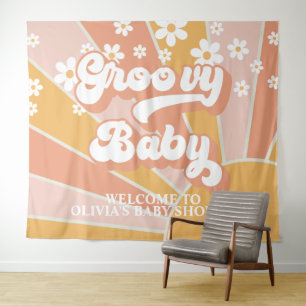 Groovy Baby Retro Sunshine Daisy Baby Shower Banne Tapestry