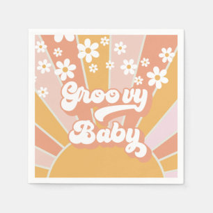 Groovy Baby Retro Sunshine Hippie Baby Shower Napk Napkin