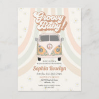 Groovy baby shower, 70s retro theme invitation