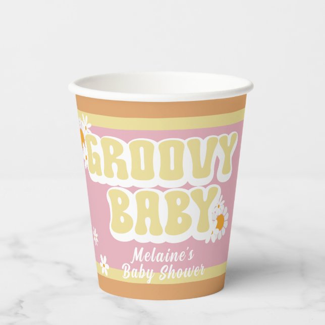 Groovy Baby Shower, Boho Retro, 70's Vibe Paper Cups (Front)