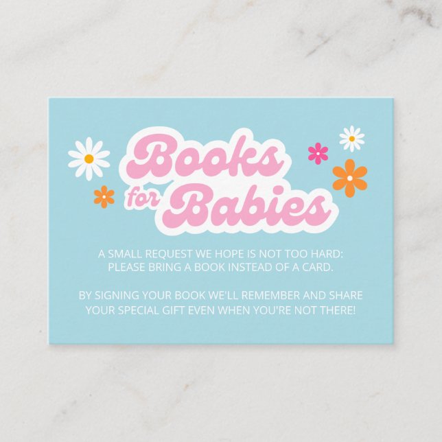 Groovy Baby Shower Book Request Enclosure Card (Front)
