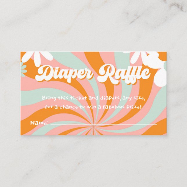 Groovy Baby Shower Diaper Raffle Enclosure Card (Front)