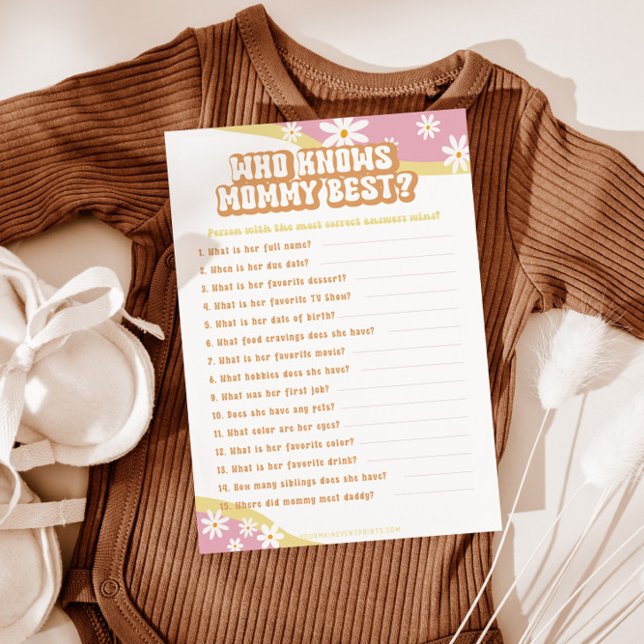 Groovy Baby Shower Games, Boho Retro, 70's Vibe Menu (Creator Uploaded)
