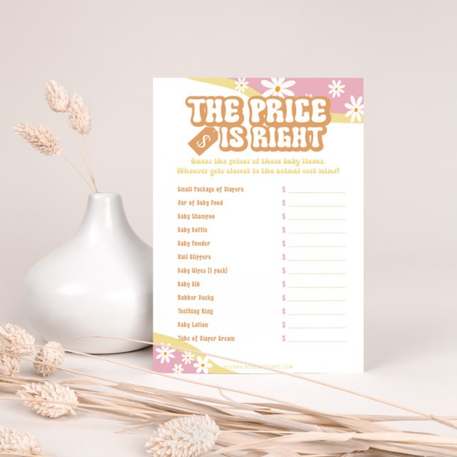 Groovy Baby Shower Games, Boho Retro, 70's Vibe Menu (Creator Uploaded)