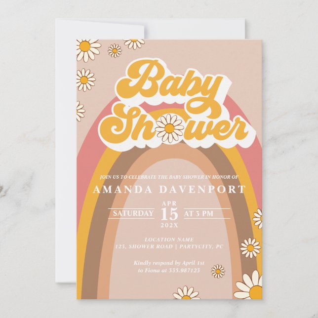 Groovy Baby shower Invitation (Front)