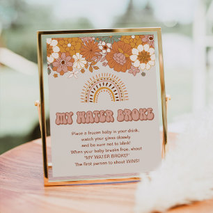Groovy Baby Shower My Water Broke Game Sign