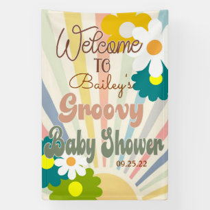 Groovy Baby Shower, Retro Baby Shower, Baby,Banner Banner