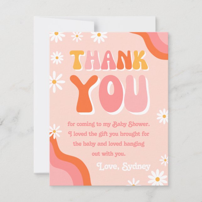 Groovy Baby Shower Thank You Card | Groovy Shower (Front)