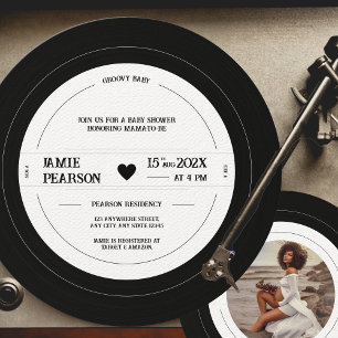 Groovy Baby Vintage Vinyl Record Baby Shower Photo Invitation