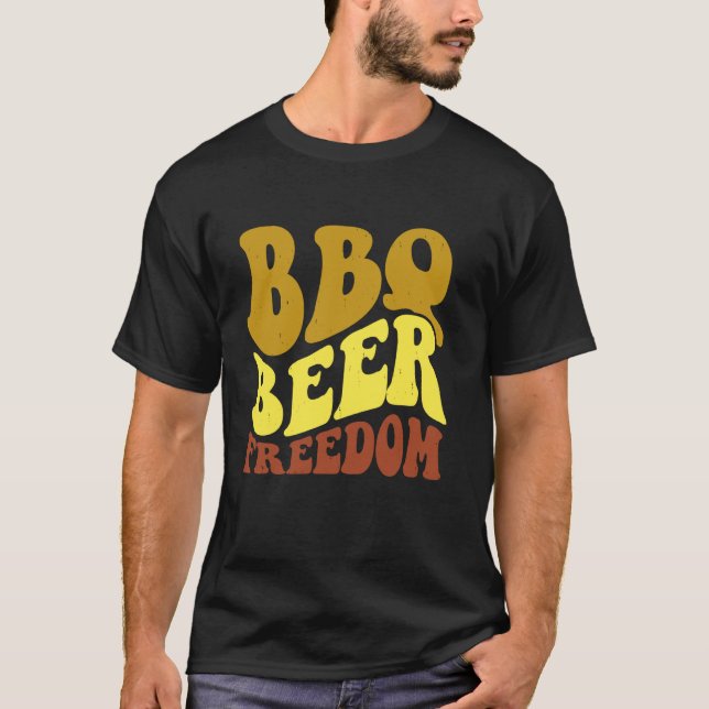 Groovy BBQ Beer Freedom BBQ Love T-Shirt (Front)