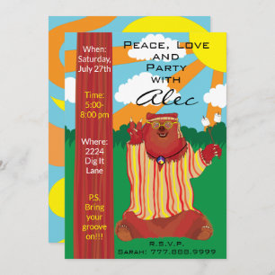 Groovy Bear 1960"s Style Invitation