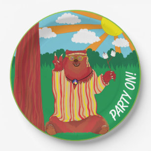 Groovy Bear Party Paper Plate