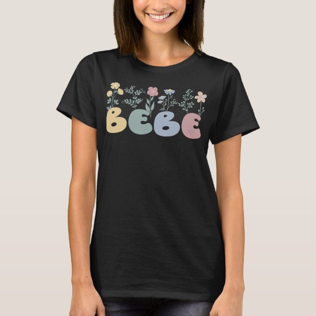 Groovy Bebe Grandmother Flowers Bebe Grandma  T-Shirt (Front)