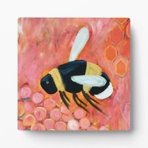 Groovy Bee and Pink Flowers Fine Art