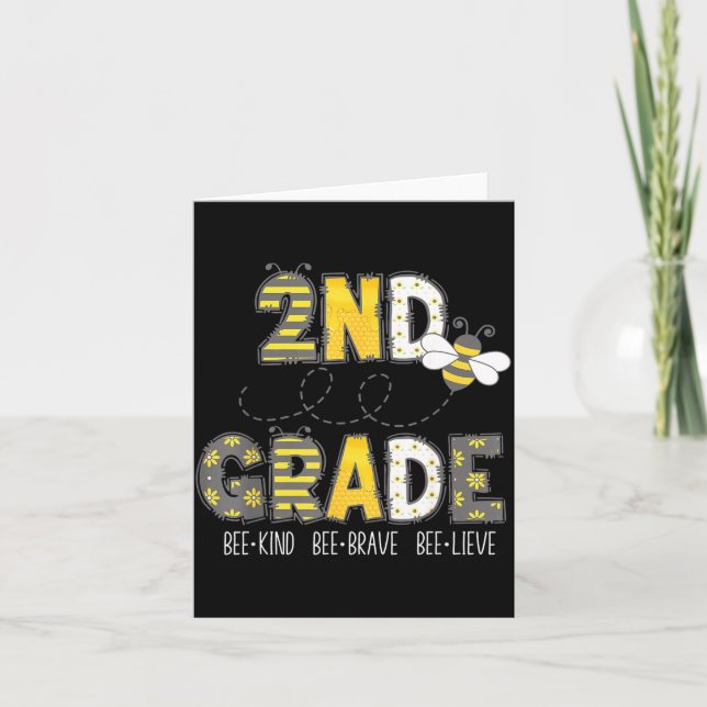 Groovy Bee Kind 2nd Grade First Day of Second Card (Front)