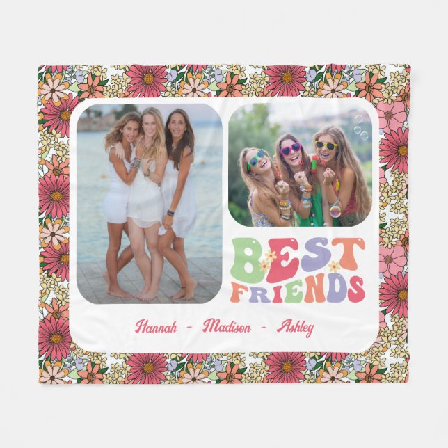Groovy Best Friends 2 Photo Fleece Blanket (Front (Horizontal))