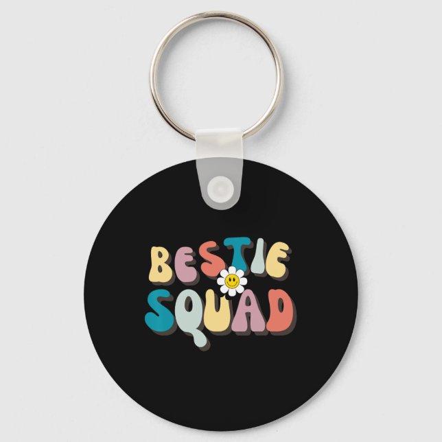 Groovy Bestie Squad Besties Trip Besties Matching  Key Ring (Front)