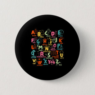 Groovy Biblical Alphabet Christian Teacher Student 6 Cm Round Badge