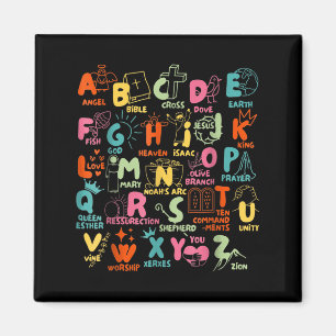 Groovy Biblical Alphabet Christian Teacher Student Magnet