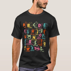 Groovy Biblical Alphabet Christian Teacher Student T-Shirt