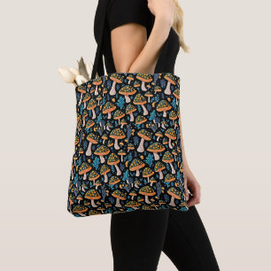 Groovy Bioluminescent Mushroom - Retro Tote Bag