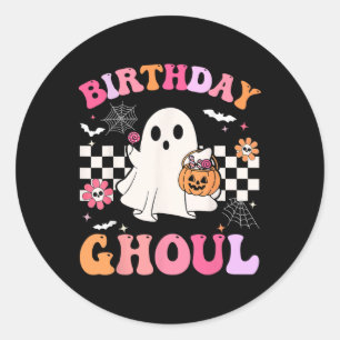 Groovy Birthday Ghoul Spooky Season Halloween Birt Classic Round Sticker