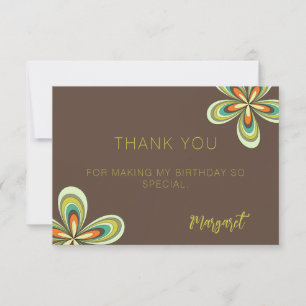 Groovy Birthday Thank you Retro 70s Hippie Flower  Card
