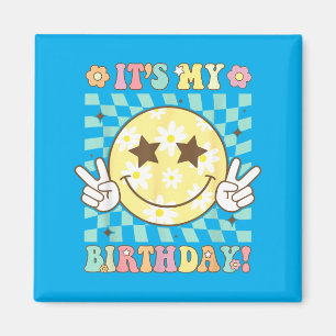 Groovy Birthday Women Ns Girls Retro Smile Face Magnet