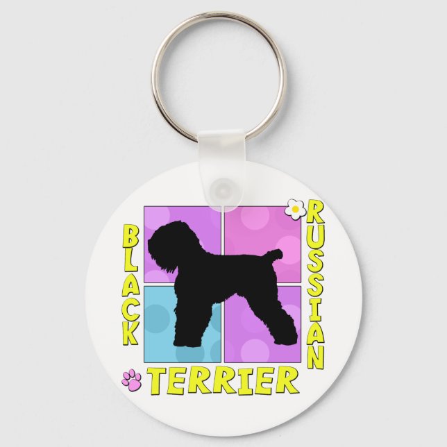 Groovy Black Russian Terrier Key Ring (Front)