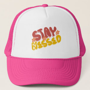 Groovy Blessed Hand Lettering Flower Trucker Hat