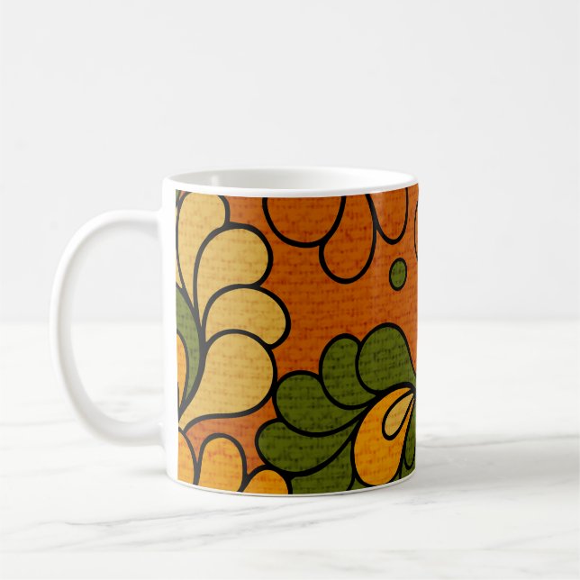 Groovy Bloom - Retro Floral 1970s mug (Left)