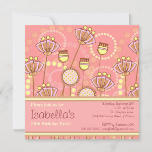 Groovy Blooms Girls Birthday Party Invitation