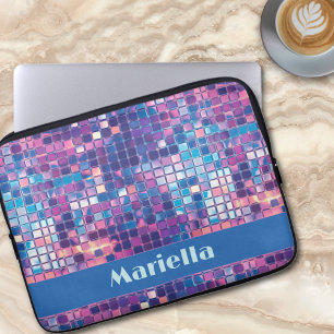 Groovy Blue & Purple Disco Ball Personalised Laptop Sleeve