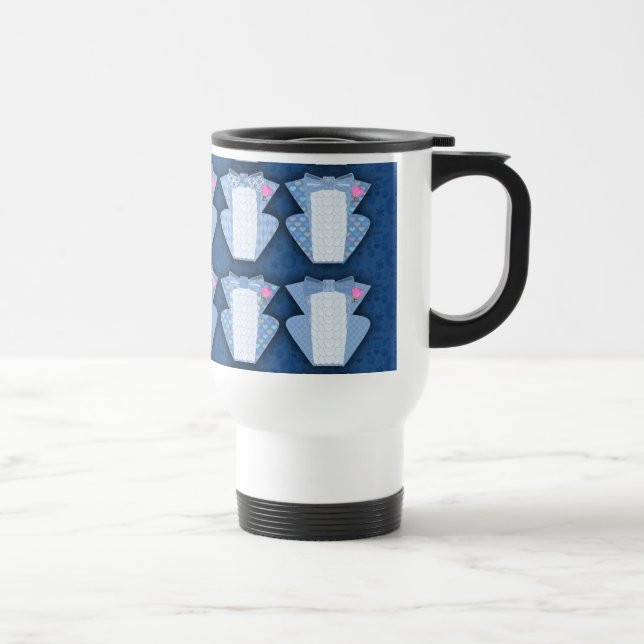 Groovy Blue Tux Pattern Travel Mug (Right)