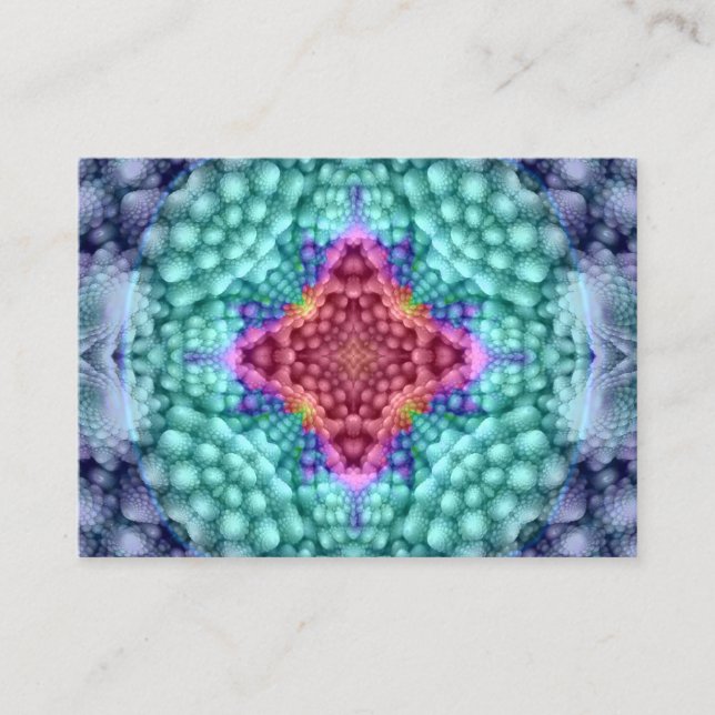 Groovy Blue   Vintage Fractal Kaleidoscope Business Card (Front)