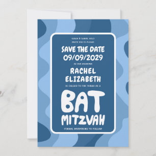 Groovy Blue Waves Custom Bat Bar Bnai Mitzvah Save The Date