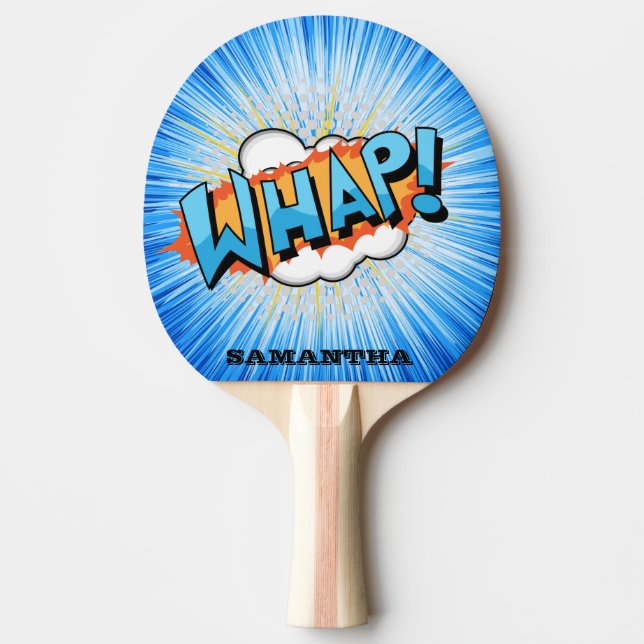 Groovy Blue Whap! Superhero Personalised Paddle (Front)