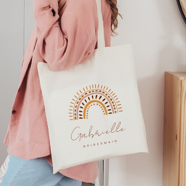 GROOVY Bohemian Rainbow Bridesmaid Tote Bag (Creator Uploaded)