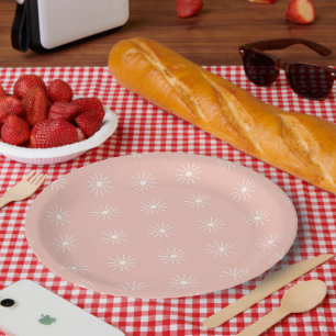 Groovy Boho 70s Flowers Pattern Paper Plate
