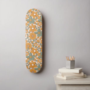 Groovy Boho 70s Retro Floral Cool Seventies Hippie Skateboard