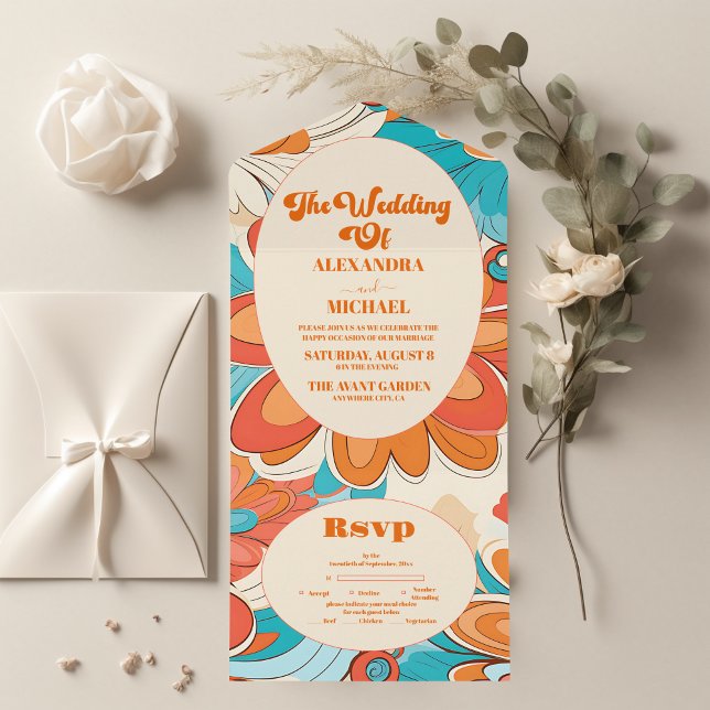 Groovy Boho Beachy Fun Vibes Wedding All In One Invitation (Creator Uploaded)