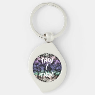 Groovy Boho Bubbles Eclectic Uingender Pride Flag Key Ring