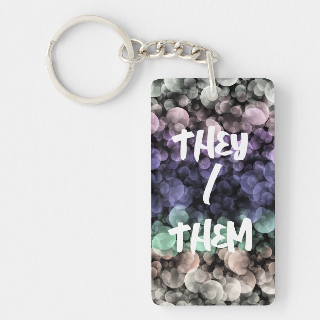 Groovy Boho Bubbles Eclectic Uingender Pride Flag Key Ring (Front)