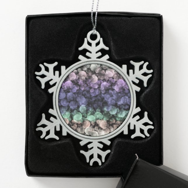 Groovy Boho Bubbles Eclectic Uingender Pride Flag Snowflake Pewter Christmas Ornament (Box)