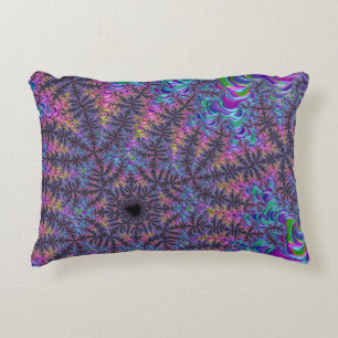 Groovy Boho Colourful Jewel Tone Fractal Art Decorative Cushion